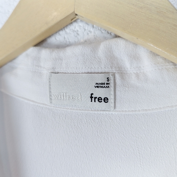 Wilfred Free Cropped Textured White Crisp Button Up Blouse Short Sleeve Pocket - Picture 2 of 7